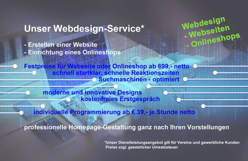 Webdesign-Service – Erstellen einer Webseite oder eines Onlineshops
