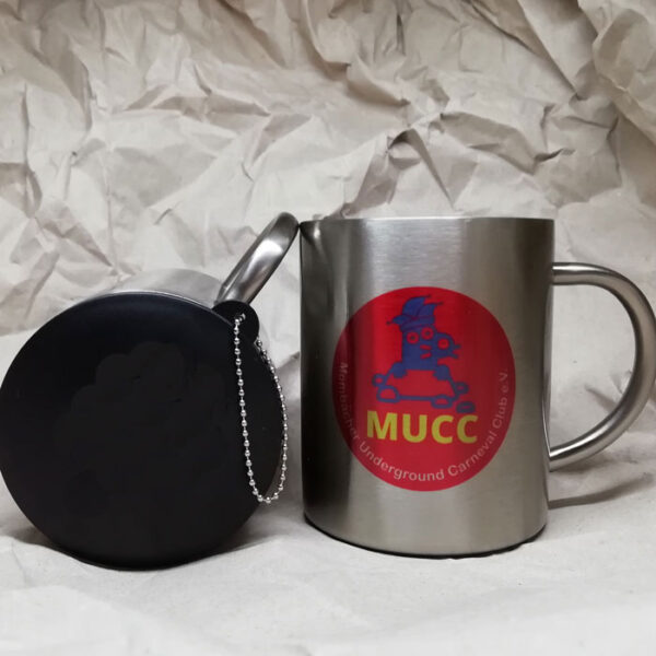 Narrenbecher mit Logo des MUCC Mombacher Underground Carneval Club e.V. und Deinem Namen