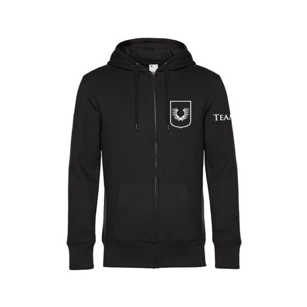 King Zipped Hood Team Jacket in black mit Logo der Schwarzen Ritter zu Kaltenberg e.V. - Namen optional