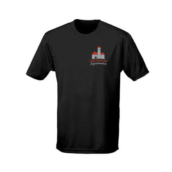 Funktions T-Shirt mit Druck Logo Europäische Jugendwochen brustseitig und groß auf Rücken und Namen (Aufpreis)
