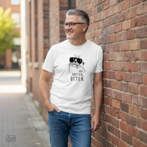 HOT HOTTER OTTER Herren T-Shirt in weiss