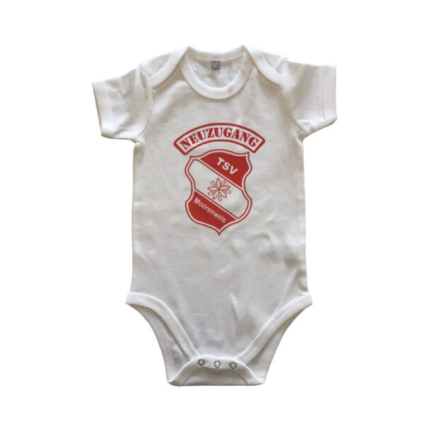 Babybody ´Neuzugang´ in Bio-Baumwolle mit Vereinslogo des TSV Moorenweis e.V.