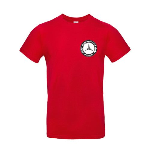 Herren Team-T-Shirt Rundhals mit Mercedes Benz W123 Club e.V.-Logo - optional Fahrzeugsilhouette rückenseitig – Bild 4