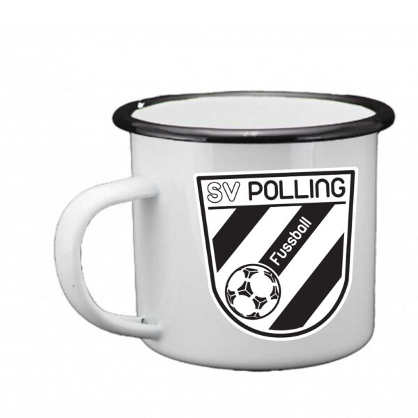 Emaille-Tasse im Retro-Look mit Logo-Aufdruck SV Polling e.V.