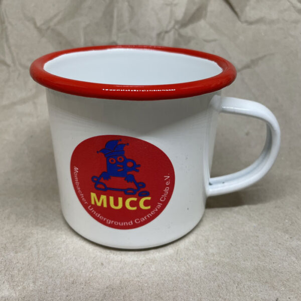 Emaille-Tasse im Retro-Look mit Logo des Mombacher Underground Carneval Club e.V. – Bild 5