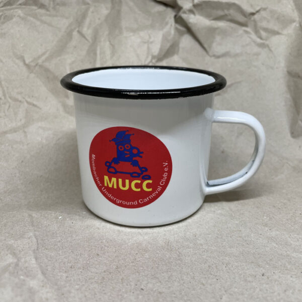 Emaille-Tasse im Retro-Look mit Logo des Mombacher Underground Carneval Club e.V. – Bild 9