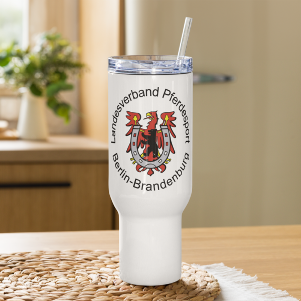 Landesverband Pferdesport Berlin-Brandenburg e.V. - großer Reisebecher mit Griff – Bild 4