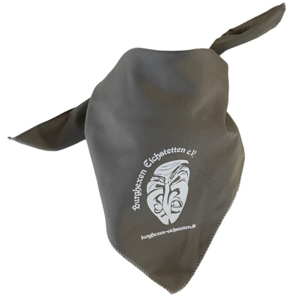 Bandana (Bindetuch, Kopftuch) in grau mit Logo der Burghexen Eichstetten e.V. – Bild 5