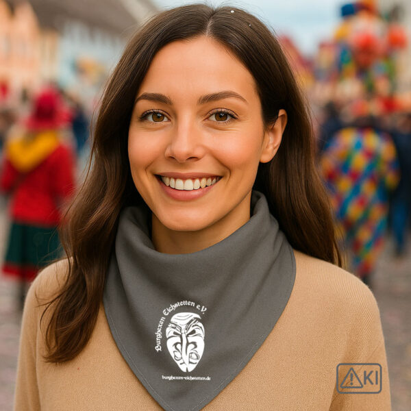 Bandana (Bindetuch, Kopftuch) in grau mit Logo der Burghexen Eichstetten e.V.