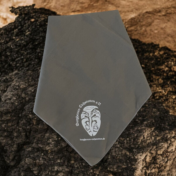 Bandana (Bindetuch, Kopftuch) in grau mit Logo der Burghexen Eichstetten e.V. – Bild 4