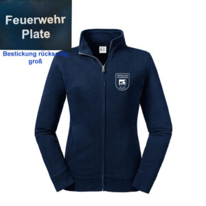 Ladies´ Authentic Sweat Jacket mit Bestickung mit dem Logo der Freiwilligen Feuerwehr Plate