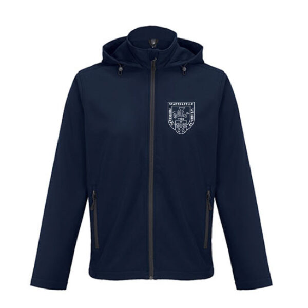 Softshell Hooded Jacket mit Bestickung mit dem Logo der Stadtkapelle Friedberg e.V. - Initialien oder Name optional