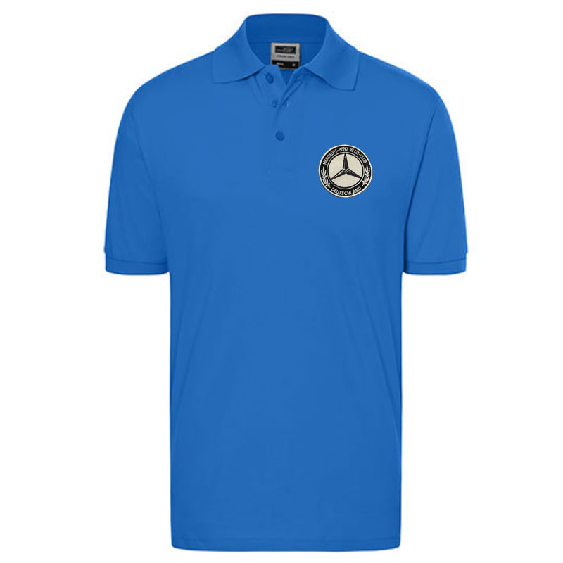 Herren Polo-Shirt mit Stickpatch des Mercedes Benz W123 Club e.V.-Logo – Bild 5
