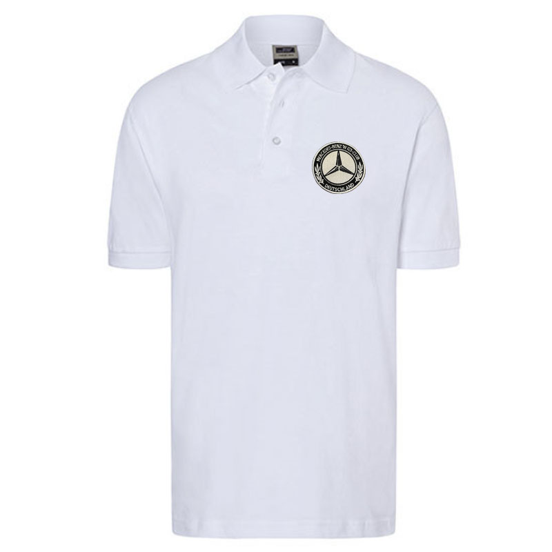 Herren Polo-Shirt mit Stickpatch des Mercedes Benz W123 Club e.V.-Logo – Bild 6
