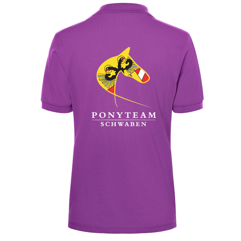 Damen Poloshirt in purple mit Druck Logo VRF Schwaben & Ponyteam Schwaben - Name optional – Bild 3