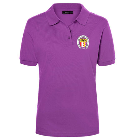 Damen Poloshirt in purple mit Druck Logo VRF Schwaben & Ponyteam Schwaben – Name optional