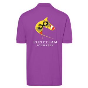 Herren-Poloshirt in purple mit Druck Logo VRF Schwaben & Ponyteam Schwaben - Name optional