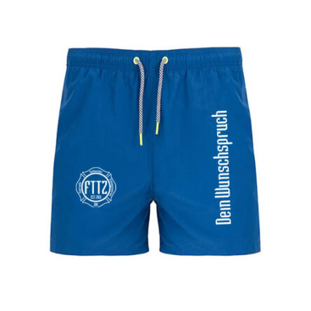 Men´s Balos Swimming Trunks (Shorts) in royalblau mit Logo FTTZ Feuerwehrtechnisches Trainingzentrum MV