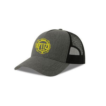 Cotton Cap Atlantis 5 Panel Cap in grau mit Logodruck FTTZ Feuerwehrtechnisches Trainingzentrum MV vorne mittig