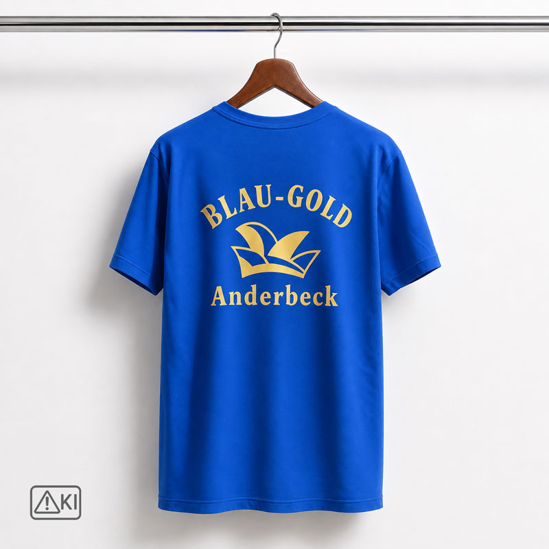 Anderbecker Carnevalsclub Blau-Gold e.V.-Herren-T-Shirt mit individuellem Vereinsdesign - Drucke nur brustseitig und Rücken – Bild 2
