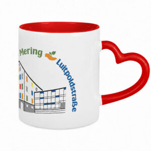 ´Herztasse´ mit dem Logo der Grundschule Mering Luitpoldstraße - individualisierbar mit Namen